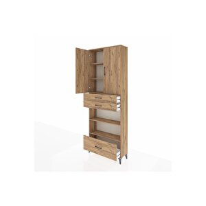 Arges Dolap 5 Raflı 3 Çekmeceli 2 Kapaklı 88x30x243 Çam-çam