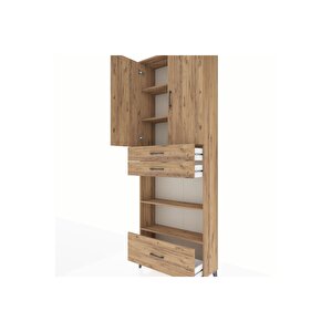 Arges Dolap 5 Raflı 3 Çekmeceli 2 Kapaklı 88x30x243 Çam-çam