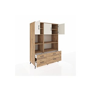 Kronos Dolap 8 Raflı 4 Çekmeceli 3 Kapaklı 132x59x195 Çam-aytaşı/çam