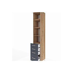 Hyperion Dolap 4 Raflı 4 Çekmeceli 44x44x243 Çam-antrasit