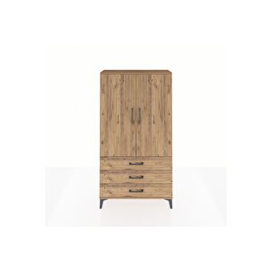 Arges Dolap 3 Raflı 3 Çekmeceli 2 Kapaklı 88x30x163 Çam-çam
