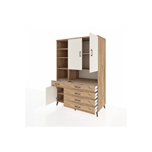 Kronos Dolap 8 Raflı 5 Çekmeceli 3 Kapaklı 132x59x195 Çam-aytaşı/çam