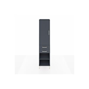 Hyperion Dolap 2 Raflı 2 Çekmeceli Tek Askılı 44x44x195 Antrasit-antrasit