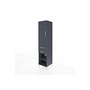 Hyperion Dolap 2 Raflı 2 Çekmeceli Tek Askılı 44x44x195 Antrasit-antrasit