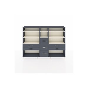 Arges Dolap 8 Raflı 7 Çekmeceli  220x30x163 Antrasit-aytaşı/antrasit