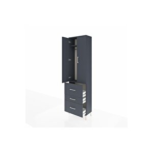 Arges Dolap 2 Raflı 3 Çekmeceli Tek Askılı 60x30x221 Antrasit-antrasit