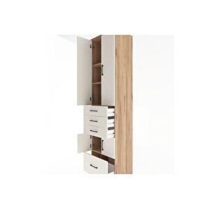 Hyperion Dolap 4 Raflı 4 Çekmeceli 4 Kapaklı 60x44x243 Çam-aytaşı