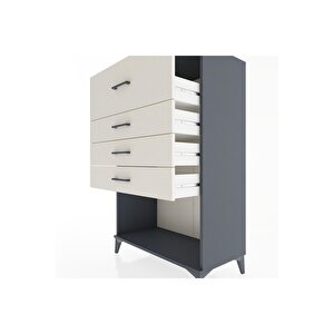Hyperion Dolap 4 Çekmeceli 88x44x134 Antrasit-aytaşı