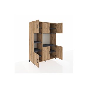 Kronos Dolap 9 Raflı 6 Kapaklı 132x59x195 Çam-çam/antrasit