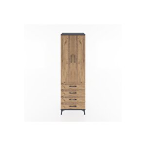 Hyperion Dolap 2 Raflı 4 Çekmeceli Tek Askılı 60x44x195 Antrasit-çam