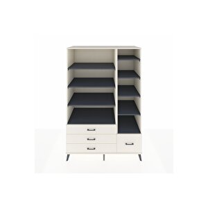 Kronos Dolap 9 Raflı 4 Çekmeceli  132x59x195 Aytaşı-antrasit/aytaşı