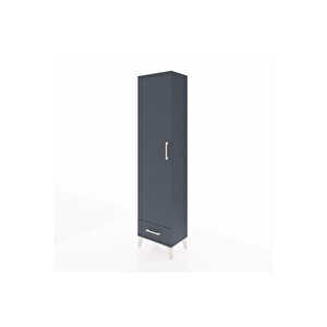 Arges Dolap 5 Raflı Tek Çekmeceli Tek Kapaklı 44x30x182 Antrasit-antrasit
