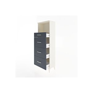 Arges Dolap Tek Raflı 4 Çekmeceli 60x30x163 Aytaşı-antrasit