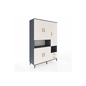 Hyperion Gardrop 10 Raflı 2 Çekmeceli 5 Kapaklı 132x44x195 Antrasit-aytaşı