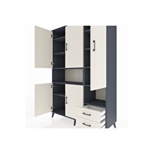 Hyperion Gardrop 10 Raflı 2 Çekmeceli 5 Kapaklı 132x44x195 Antrasit-aytaşı