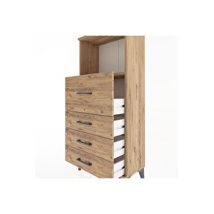 Hyperion Dolap Tek Raflı 4 Çekmeceli 60x44x134 Çam-çam