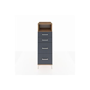 Kronos Dolap Tek Raflı 4 Çekmeceli 44x59x134 Çam-antrasit