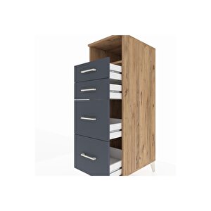 Kronos Dolap Tek Raflı 4 Çekmeceli 44x59x134 Çam-antrasit