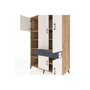 Kronos Dolap 8 Raflı Tek Çekmeceli 5 Kapaklı 132x59x195 Çam-aytaşı/antrasit