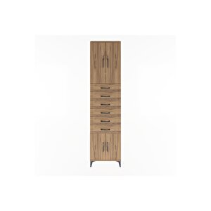 Arges Dolap 3 Raflı 6 Çekmeceli 4 Kapaklı 60x30x243 Çam-çam