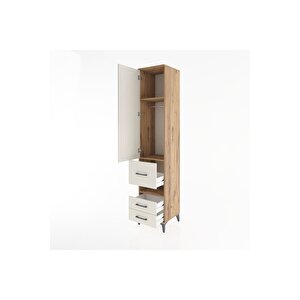 Hyperion Dolap 3 Raflı 3 Çekmeceli Tek Askılı 44x44x221 Çam-aytaşı