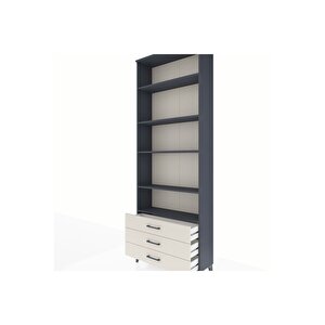Arges Dolap 5 Raflı 3 Çekmeceli 88x30x243 Antrasit-aytaşı