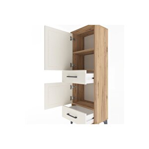 Arges Dolap 3 Raflı 2 Çekmeceli 2 Kapaklı 44x30x134 Çam-aytaşı