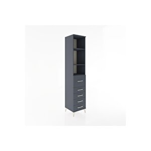 Hyperion Dolap 3 Raflı 5 Çekmeceli 44x44x221 Antrasit-antrasit