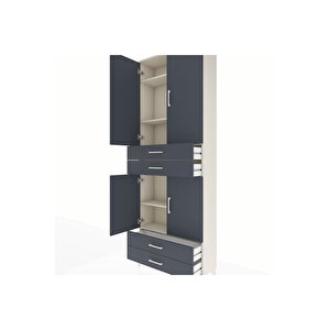 Arges Dolap 5 Raflı 4 Çekmeceli 4 Kapaklı 88x30x243 Aytaşı-antrasit
