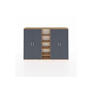 Arges Dolap 12 Raflı 4 Kapaklı 220x30x163 Çam-antrasit/çam