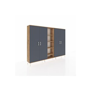 Arges Dolap 12 Raflı 4 Kapaklı 220x30x163 Çam-antrasit/çam