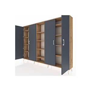 Arges Dolap 12 Raflı 4 Kapaklı 220x30x163 Çam-antrasit/çam