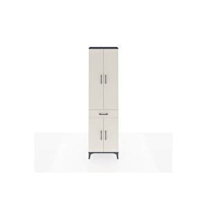 Arges Dolap 4 Raflı Tek Çekmeceli 4 Kapaklı 60x30x221 Antrasit-aytaşı