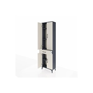 Arges Dolap 4 Raflı Tek Çekmeceli 4 Kapaklı 60x30x221 Antrasit-aytaşı