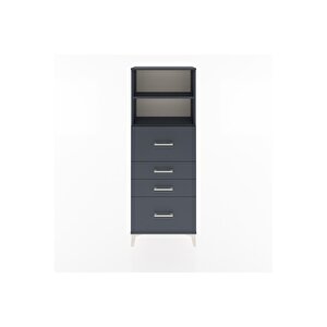 Arges Dolap 2 Raflı 4 Çekmeceli 60x30x163 Antrasit-antrasit