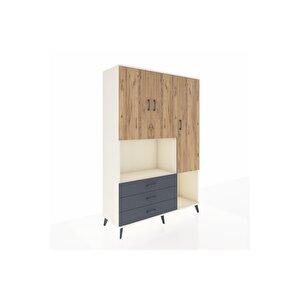 Hyperion Dolap 6 Raflı 3 Çekmeceli 3 Kapaklı 132x44x195 Aytaşı-çam/antrasit