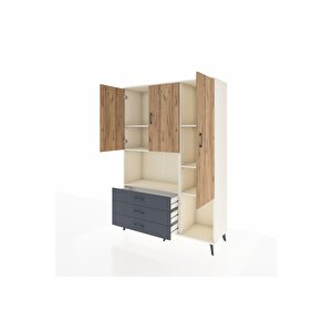 Hyperion Dolap 6 Raflı 3 Çekmeceli 3 Kapaklı 132x44x195 Aytaşı-çam/antrasit