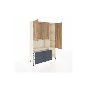 Hyperion Dolap 6 Raflı 3 Çekmeceli 3 Kapaklı 132x44x195 Aytaşı-çam/antrasit