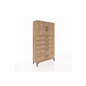 Arges Dolap 2 Raflı 5 Çekmeceli 2 Kapaklı 88x30x163 Çam-çam