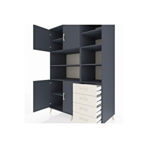 Kronos Dolap 9 Raflı 4 Çekmeceli 4 Kapaklı 132x59x195 Antrasit-antrasit/aytaşı