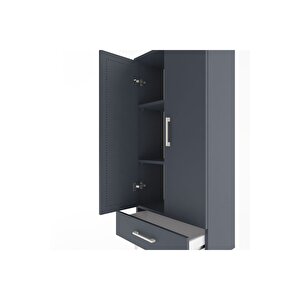 Arges Dolap 3 Raflı Tek Çekmeceli 2 Kapaklı 60x30x134 Antrasit-antrasit