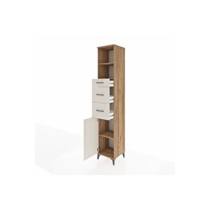 Hyperion Dolap 3 Raflı 3 Çekmeceli Tek Kapaklı 44x44x243 Çam-aytaşı