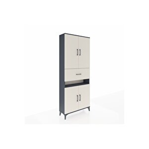 Arges Dolap 5 Raflı Tek Çekmeceli 4 Kapaklı 88x30x221 Antrasit-aytaşı