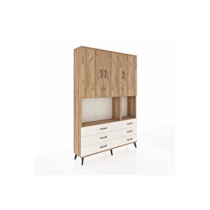 Arges Dolap 6 Raflı 6 Çekmeceli 3 Kapaklı 132x30x195 Çam-çam/aytaşı