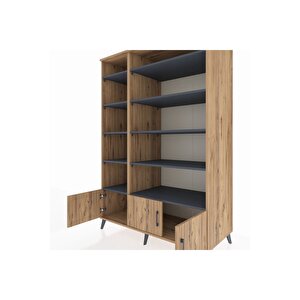 Kronos Dolap 10 Raflı 3 Kapaklı 132x59x195 Çam-çam/antrasit