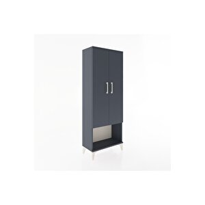 Arges Dolap Tek Raflı 2 Kapaklı Tek Askılı 60x30x163 Antrasit-antrasit