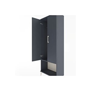Arges Dolap Tek Raflı 2 Kapaklı Tek Askılı 60x30x163 Antrasit-antrasit