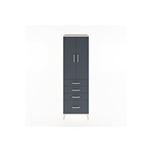 Hyperion Dolap 3 Raflı 4 Çekmeceli 2 Kapaklı 60x44x195 Aytaşı-antrasit