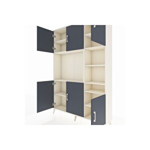 Arges Dolap 10 Raflı 6 Kapaklı 132x30x195 Aytaşı-antrasit/aytaşı