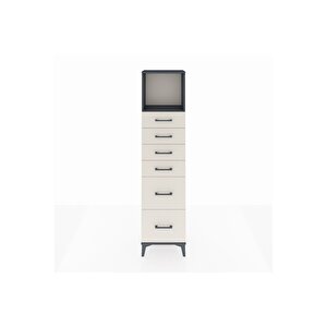 Arges Dolap Tek Raflı 6 Çekmeceli 44x30x182 Antrasit-aytaşı